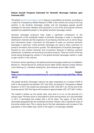Robust Growth Prospects Estimated for Alcoholic Beverages Industry upto Forecast