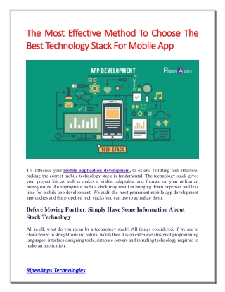 The Most Effective Method To Choose The Best Technology Stack For Mobile App