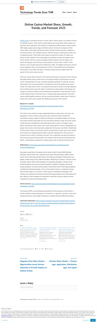 Online Casino Market Demand and Research Insights by 2025
