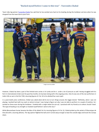 Backed myself before I came to this tour - Yuzvendra Chahal
