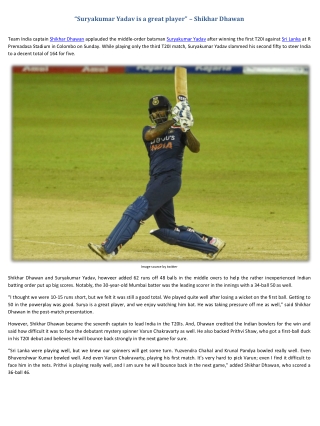 Suryakumar Yadav is a great player – Shikhar Dhawan