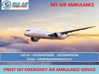 Sky Emergency Air Ambulance Service in Jaipur and Kharagpur