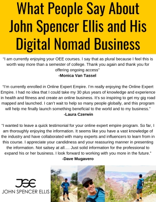 Customers, Client, Student and Member Reviews of John Spencer Ellis Digital Noma