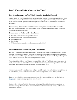 Best Ways to make money on YouTube - YouTube monetisation