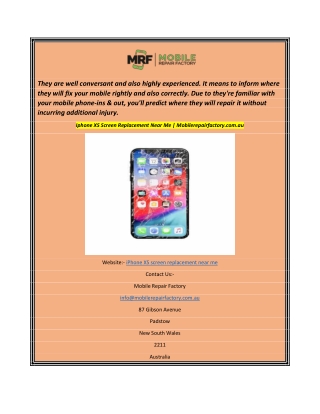 Iphone XS Screen Replacement Near Me Mobilerepairfactory.com.au