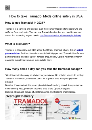 How to take Tramadol Meds online safely in USA