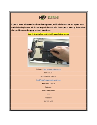 Ipad Battery Replacement  Mobilerepairfactory.com.au