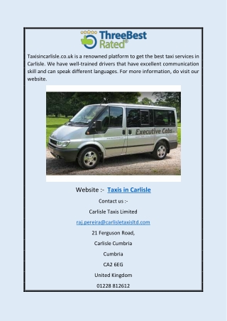 Taxis in Carlisle | Taxisincarlisle.co.uk