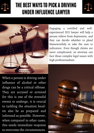 The Best Ways To Pick A Driving Under Influence Lawyer