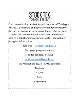 Vendita tessuti casa