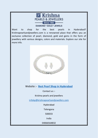 Best Pearl Shop in Hyderabad | Krishnapearlsandjewellers.com