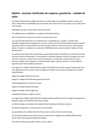 Madrid - canguros, guarderías - cuidado de niños