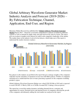 Global Arbitrary Waveform Generator Market