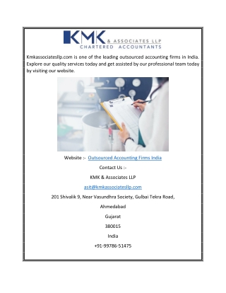 Outsourced Accounting Firms India  Kmkassociatesllp