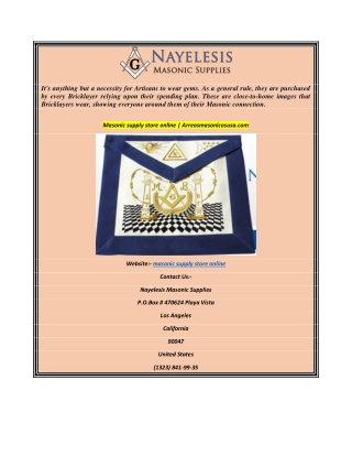 Masonic supply store online  Arreosmasonicosusa.com