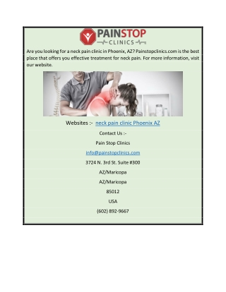 Neck Pain Clinic Phoenix Az