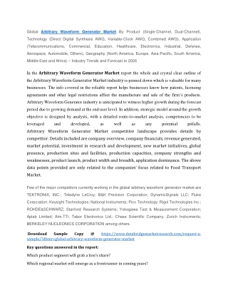 Arbitrary Waveform Generator Market