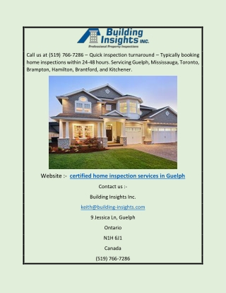 Certified Home Inspection Services in Guelph | Building-insights.com