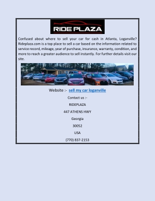 Sell My Car Loganville | Rideplaza.com