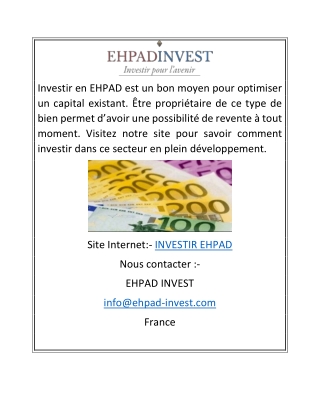 INVESTIR OU INVESTISSEMENT EN EHPAD