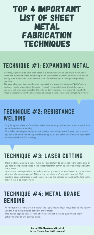 Top 4 Important List of Sheet Metal Fabrication Techniques - FORM2000