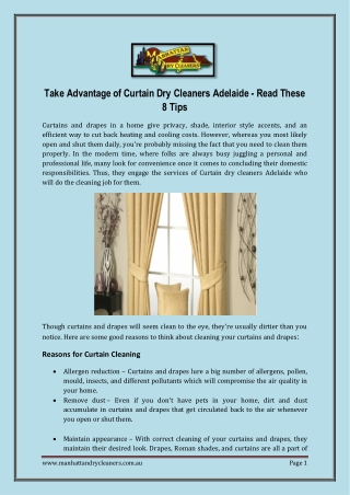 Take Advantage of Curtain Dry Cleaners Adelaide - Read These 8 Tips