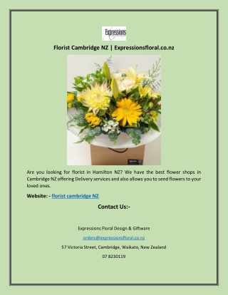 Florist Cambridge NZ | Expressionsfloral.co.nz