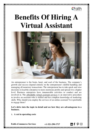 Benefits Of Hiring A Virtual Assistant