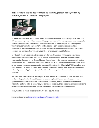 Ibiza - anuncios clasificados de mobiliario en venta, juegos de sala y comedor, armarios, chifonier - muebles - bedpage.