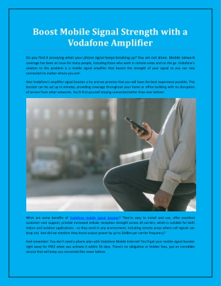 Boost Mobile Signal Strength with a Vodafone Amplifier