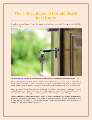 The 5 Advantages of Dorado Beach Real Estate