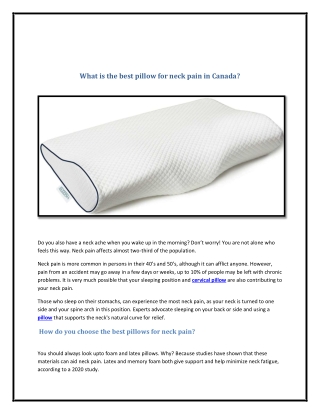 What is the best pillow for neck pain in Canada