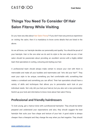 Things You Need To Consider Of Hair Salon Fitzroy While Visiting