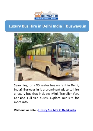 Luxury Bus Hire in Delhi India | Busways.in
