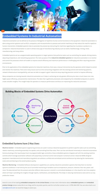 Embedded Systems In Industrial Automation