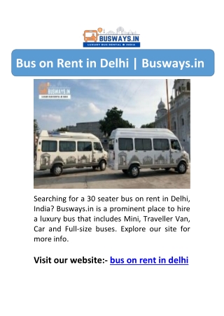 Bus on Rent in Delhi | Busways.in