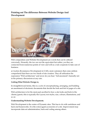 Pointing out The difference Between Website Design And Development