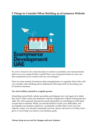 5 Things to Consider When Building an eCommerce Website