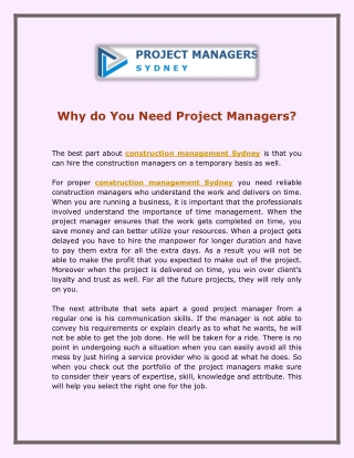 Why do You Need Project Managers