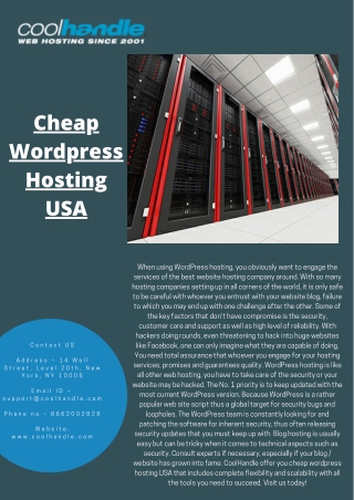 Cheap Wordpress Hosting USA