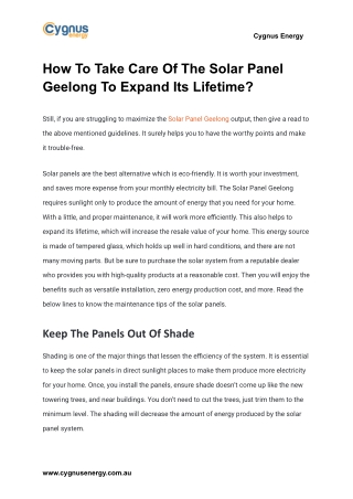 How To Take Care Of The Solar Panel Geelong To Expand Its Lifetime_