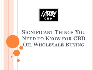 Significant Things You Need to Know for CBD Oil Wholesale Buying