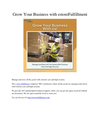 Grow Your Business with estoreFulfillment