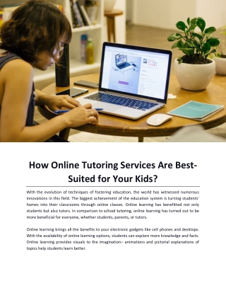 How Online Tutoring Services Are Best-Suited for Your Kids