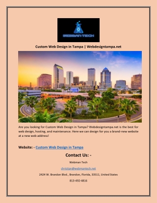 Custom Web Design in Tampa | Webdesigntampa.net