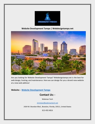 Website Development Tampa | Webdesigntampa.net