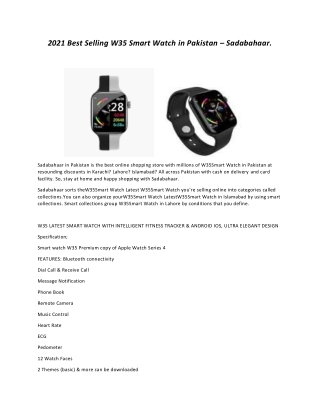2021 Best Selling W35 Smart Watch In Pakistan - Sadabahaar