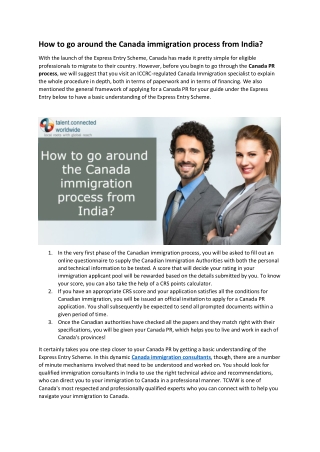 How to go around the Canada immigration process from India?