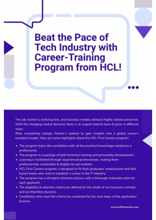 Beat the Pace of Tech Industry with Career-Training Program from HCL!