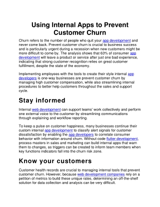 Using Internal Apps to Prevent Customer Churn